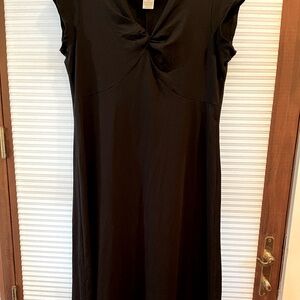 Twist bodice black swing dress. MIDI-length, drapey, great condition, size MP